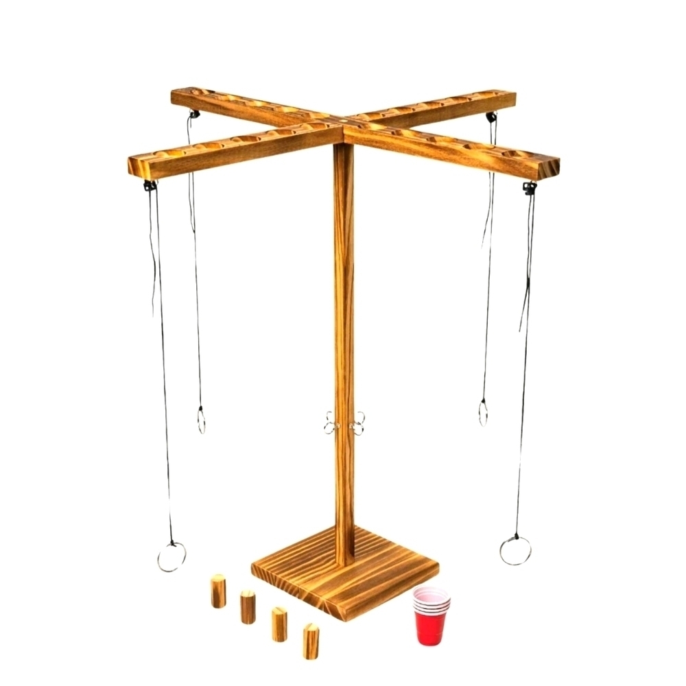 Four Player Hook & Ring Toss Game, 24-Inch Height, for All Ages